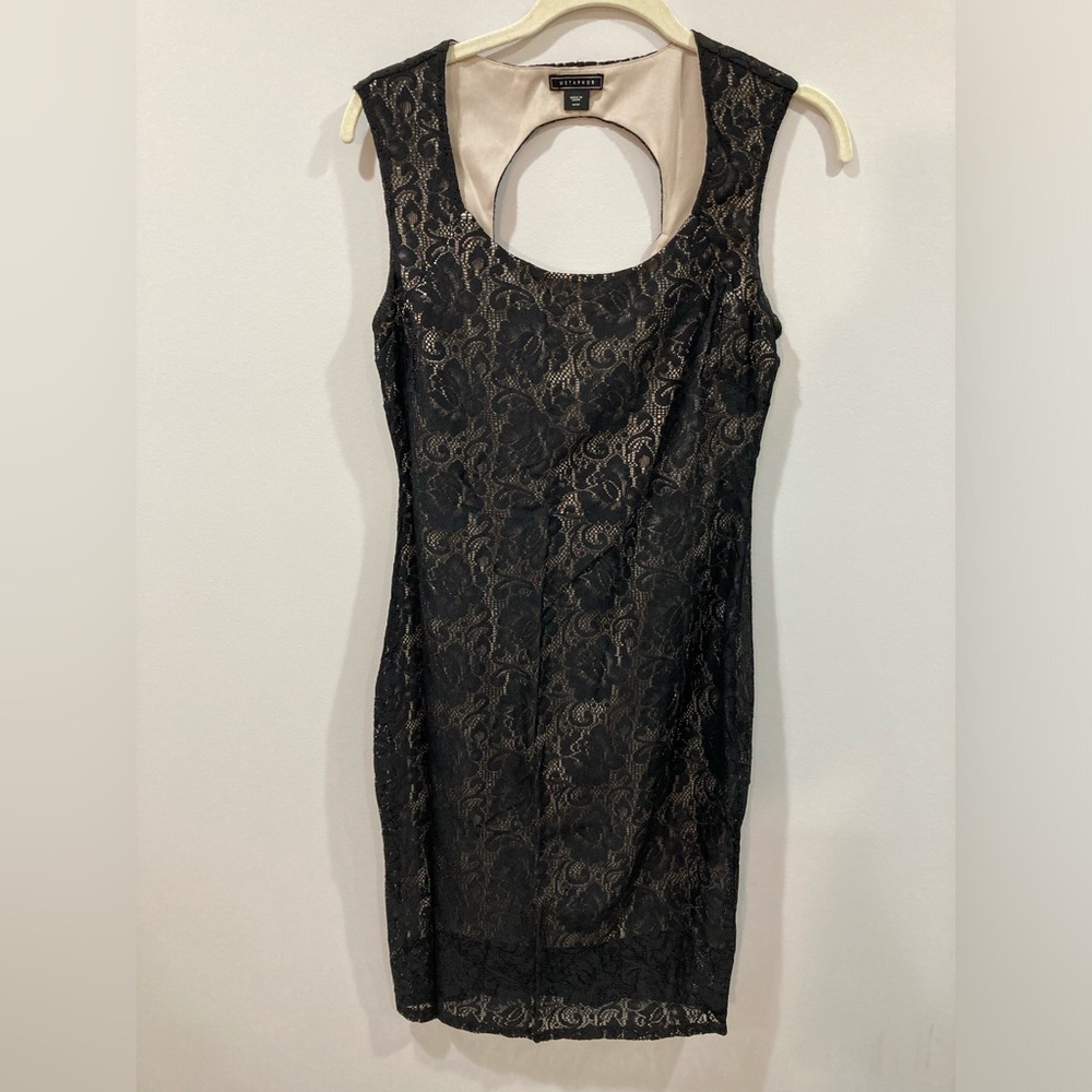 Metaphor Flattering Black Bodycon Lace Dress Medium Layered